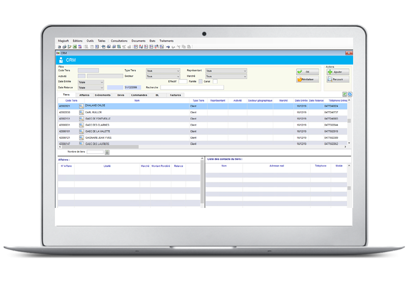 écran pc avec logiciel magisoft agri